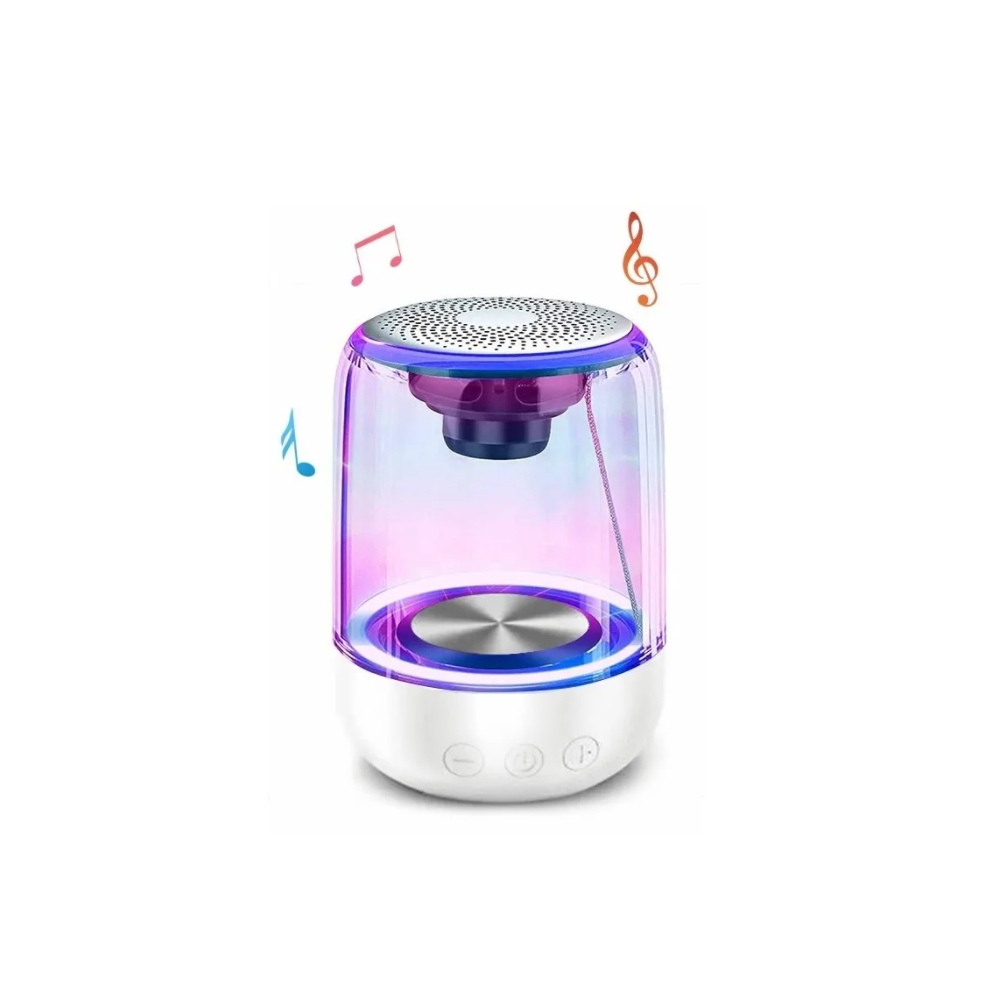 Bocina Portátil con Luces LED y Bluetooth 5.0 Blanco