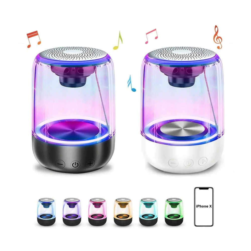 Bocina Portátil con Luces LED y Bluetooth 5.0 Blanco