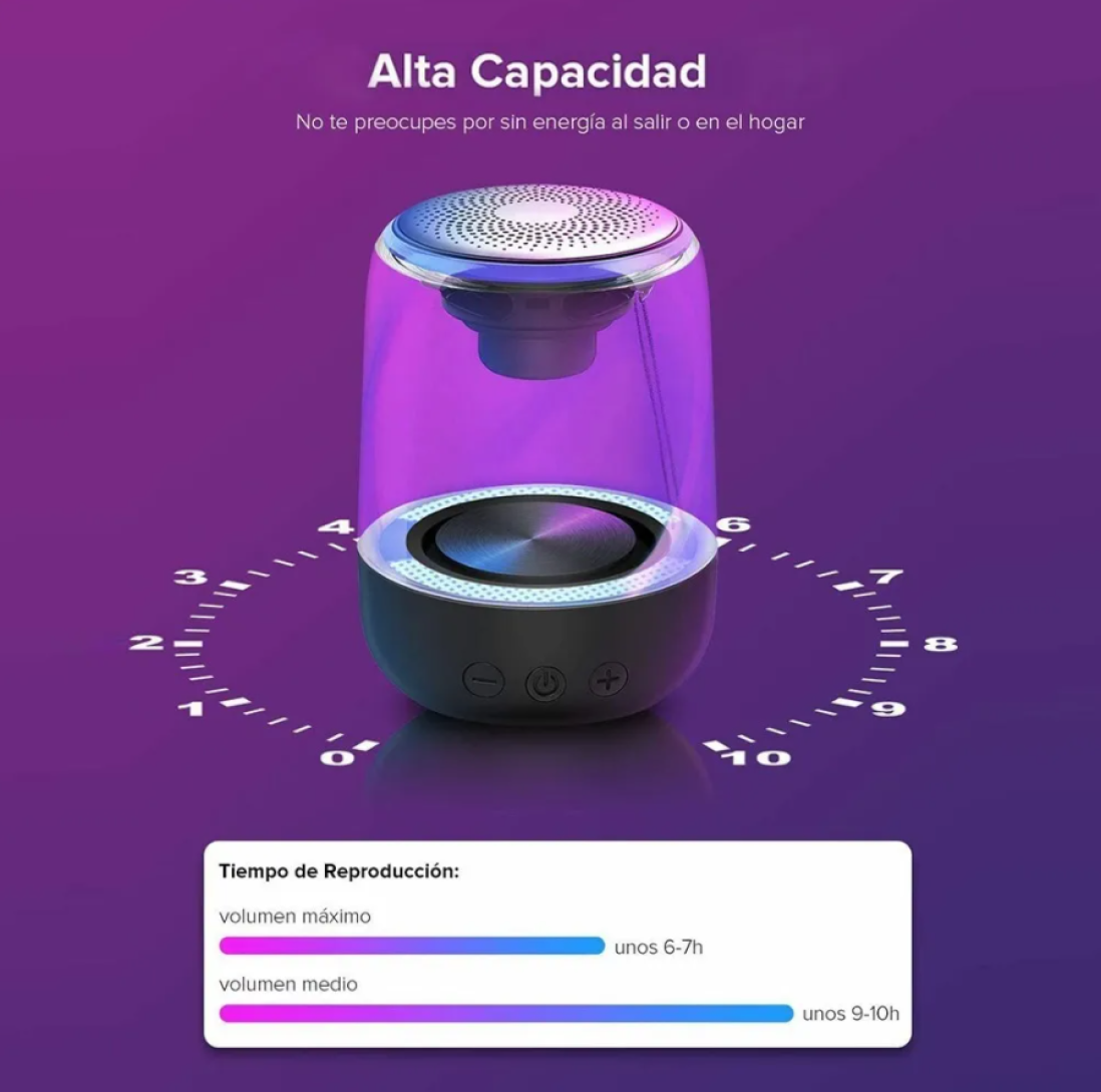 Bocina Portátil con Luces LED y Bluetooth 5.0 Blanco