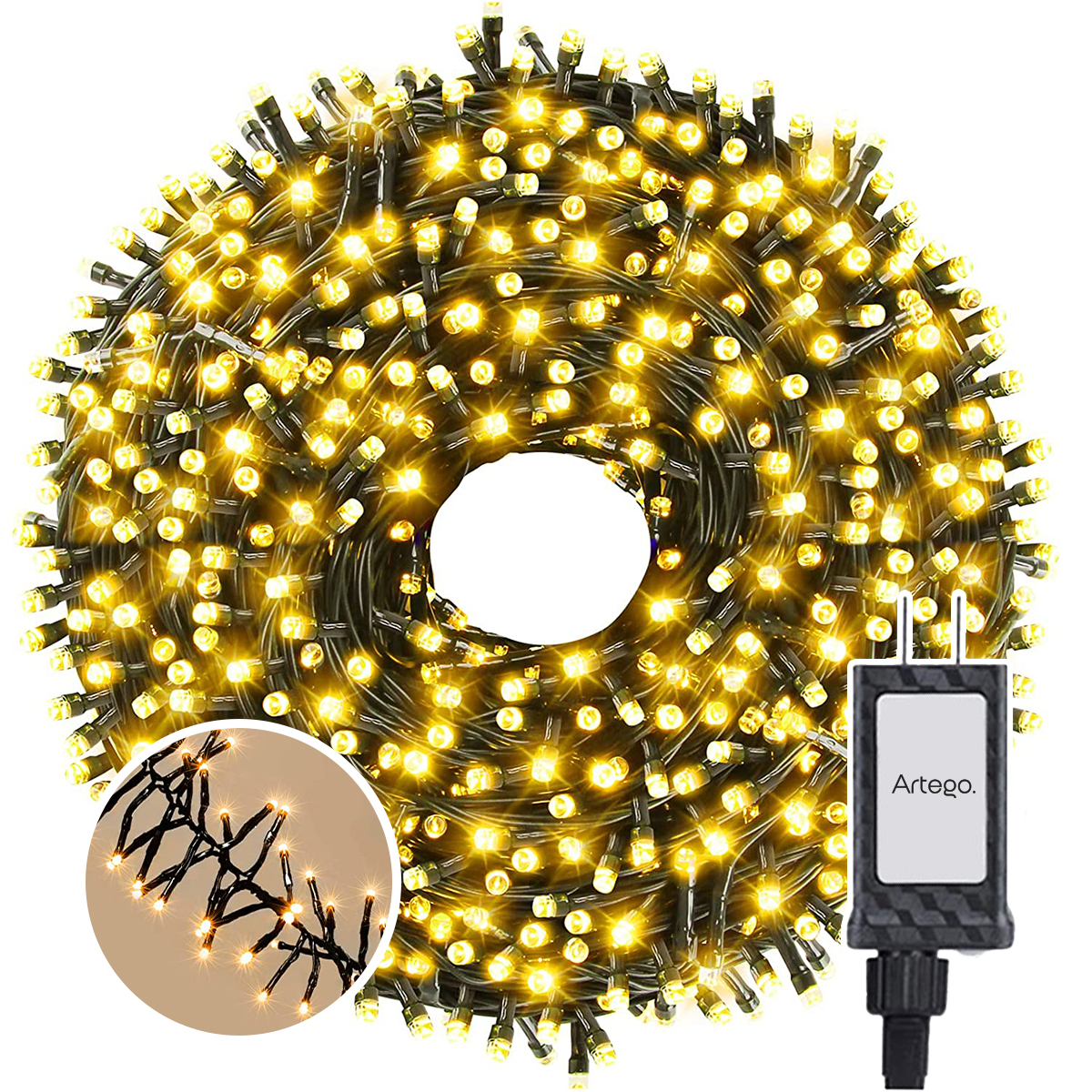 Luces de navidad serie 300 led CLUSTER alta densidad Artego uso interior exterior con temporizador Decoración luces Navideñas eventos bodas LED christmas