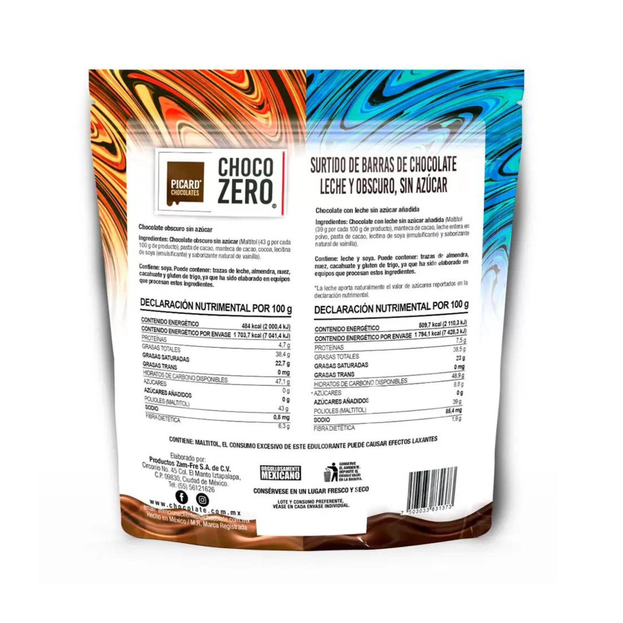 Choco Zero Sin Azúcar 32 Pz Chocolate Picard 704g