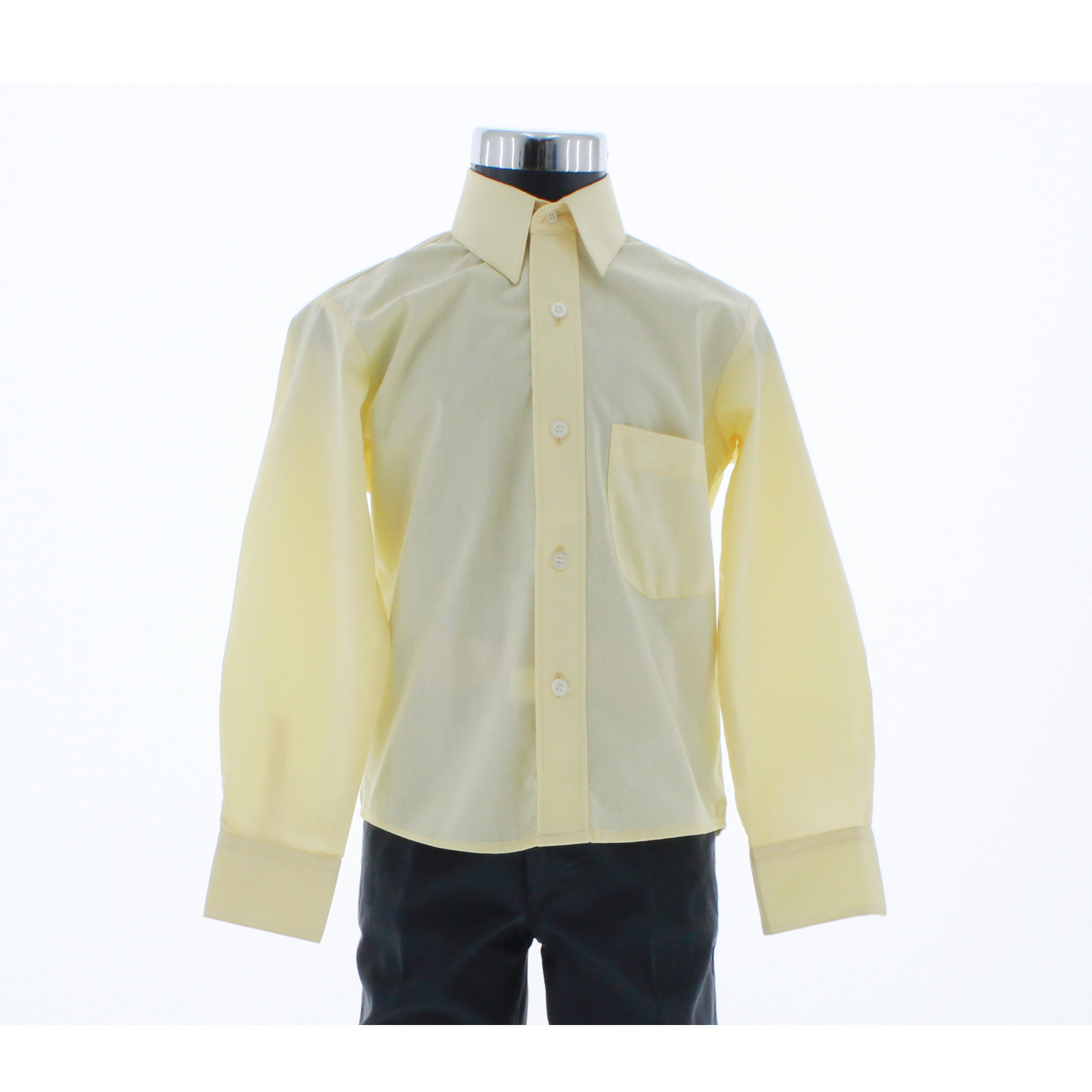 Camisa De Vestir Niño Color Amarillo Paja Manga Larga 3559 2 A 18 Años.