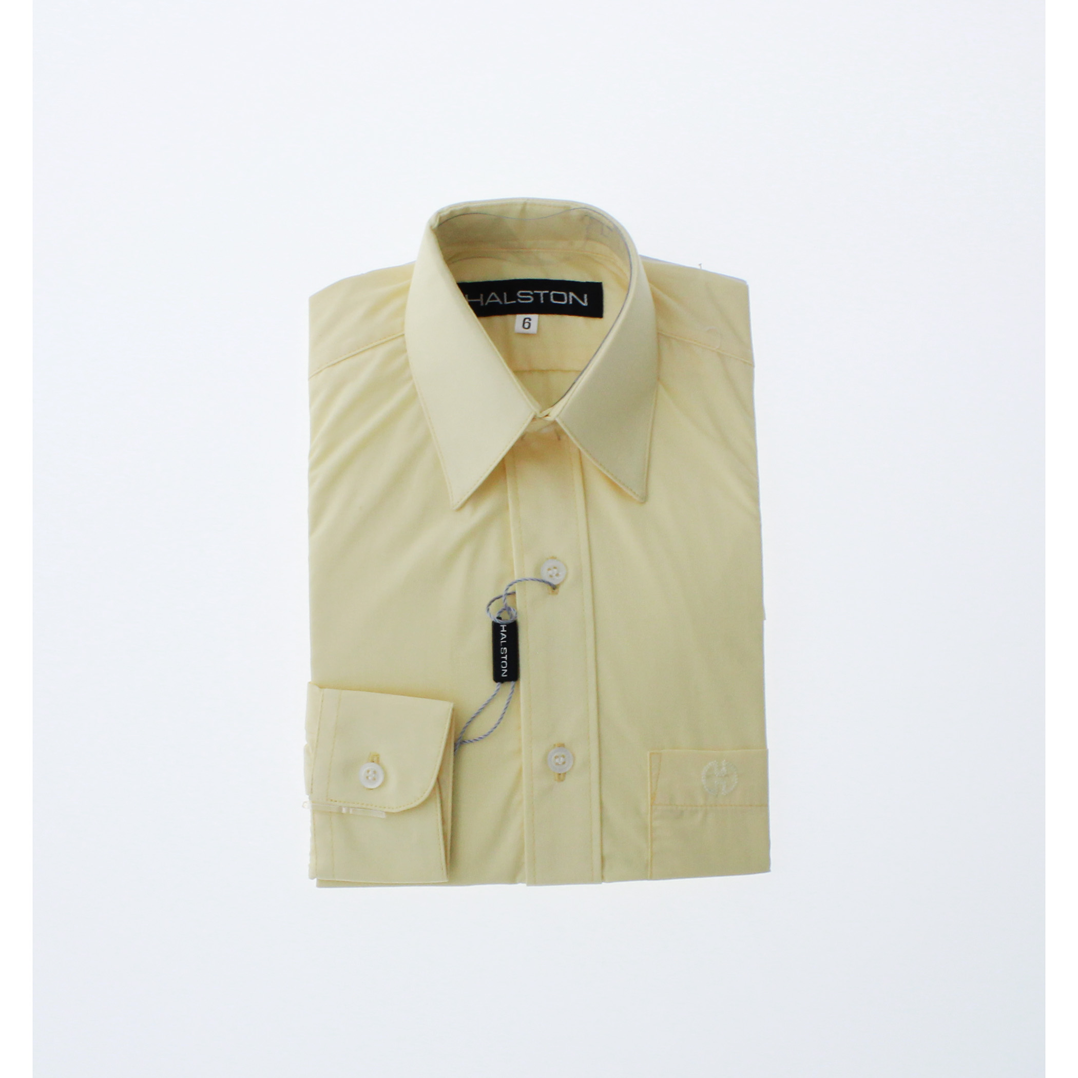 Camisa De Vestir Niño Color Amarillo Paja Manga Larga 3559 2 A 18 Años.