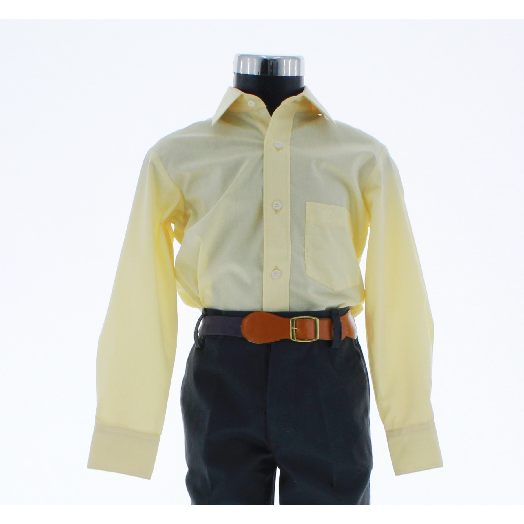 Camisa De Vestir Niño Color Amarillo Paja Manga Larga 3559 2 A 18 Años.