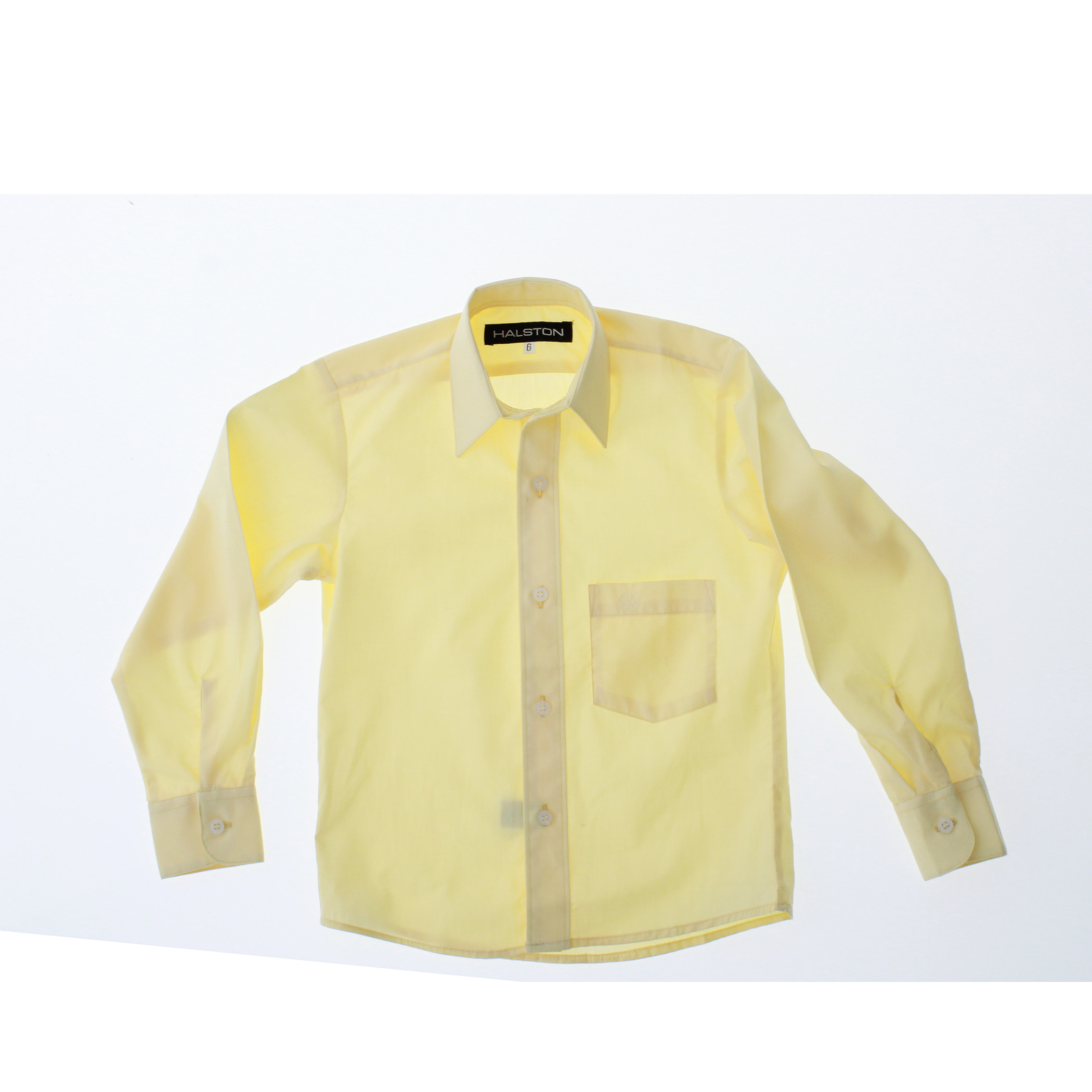 Camisa De Vestir Niño Color Amarillo Paja Manga Larga 3559 2 A 18 Años.