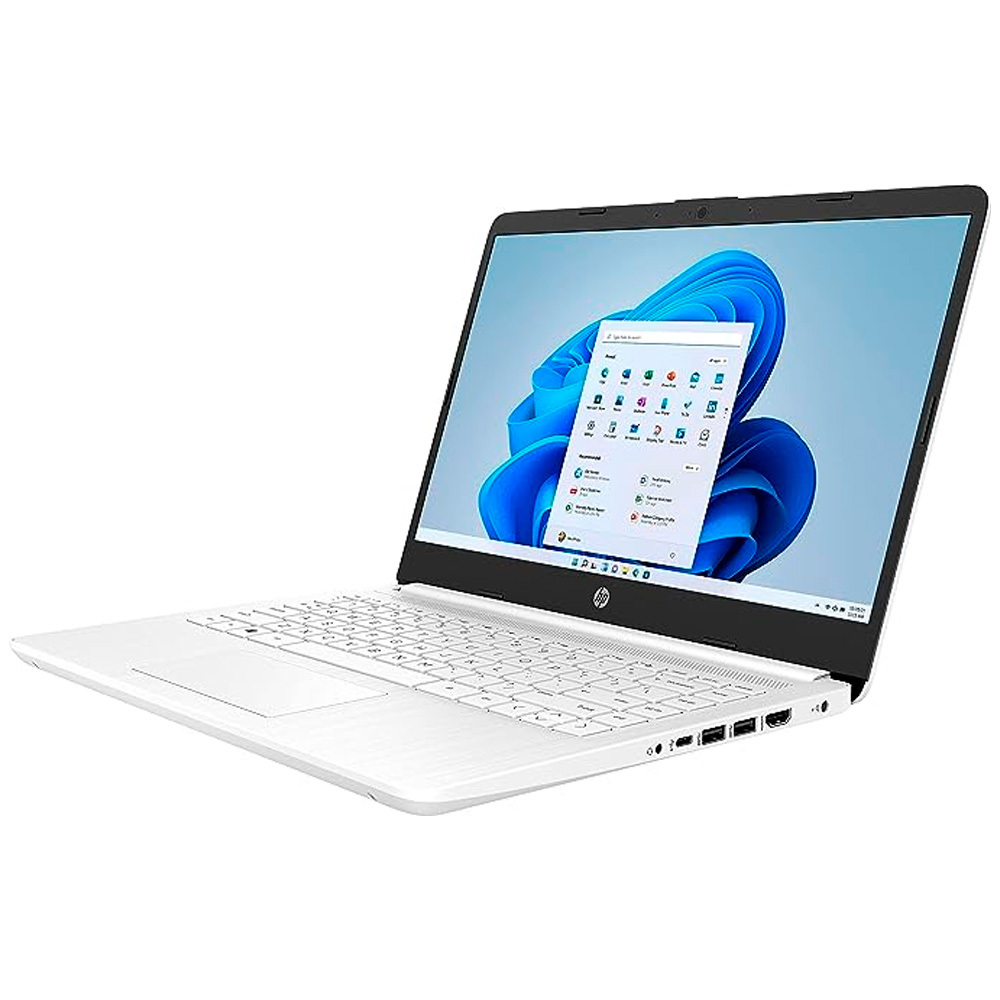 Laptop HP 14-DQ0052DX Intel Celeron Ram 4GB Disco Emmc 64GB Windows 11 - Blanco + Audifono + Base Enfriadora