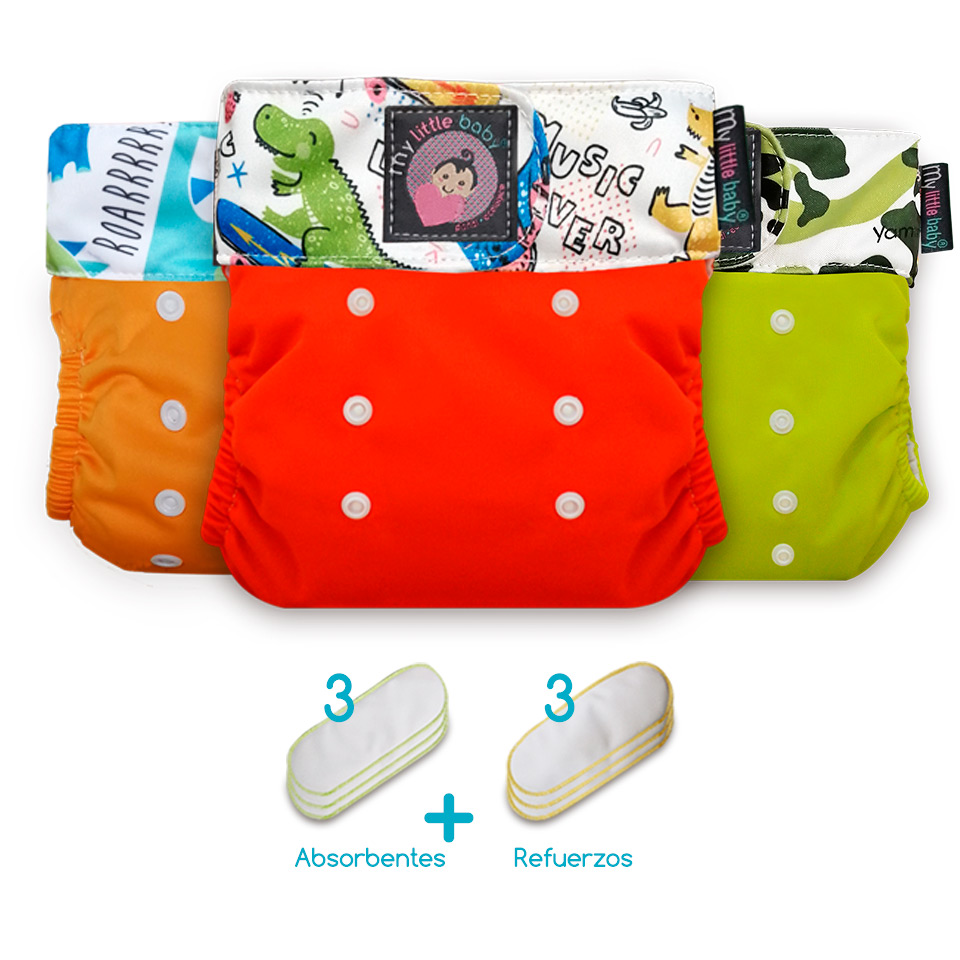 Pack 3 pañales Unitalla 5G + 3 absorbentes + 3 absorbenes sencillos