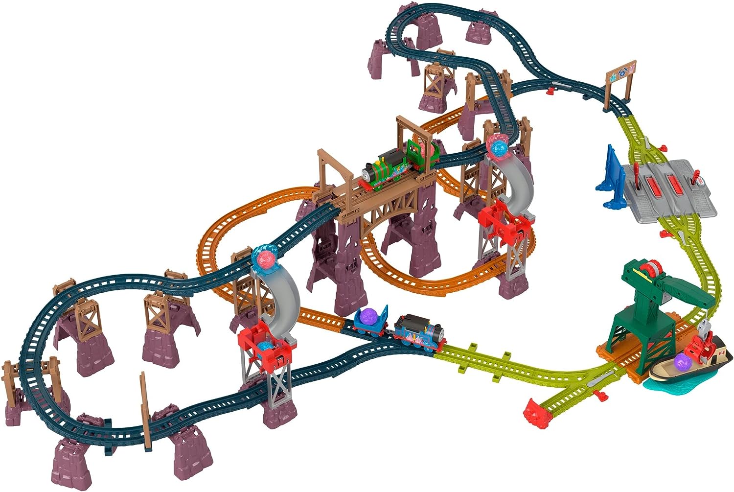 THOMAS & FRIENDS, MEGA SET DE CUEVAS DE CRISTAL Y TRENES