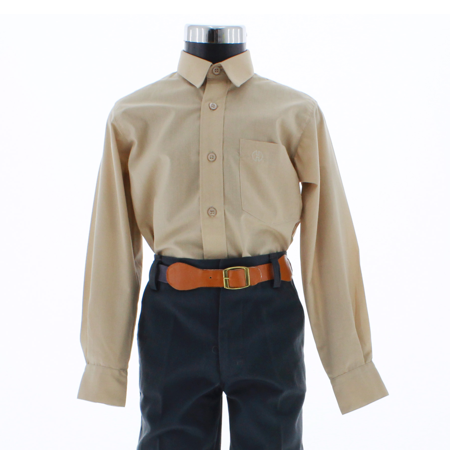 Camisa De Vestir Niño Color Cafe Caramelo Manga Larga 3563 2 A 18 Años.