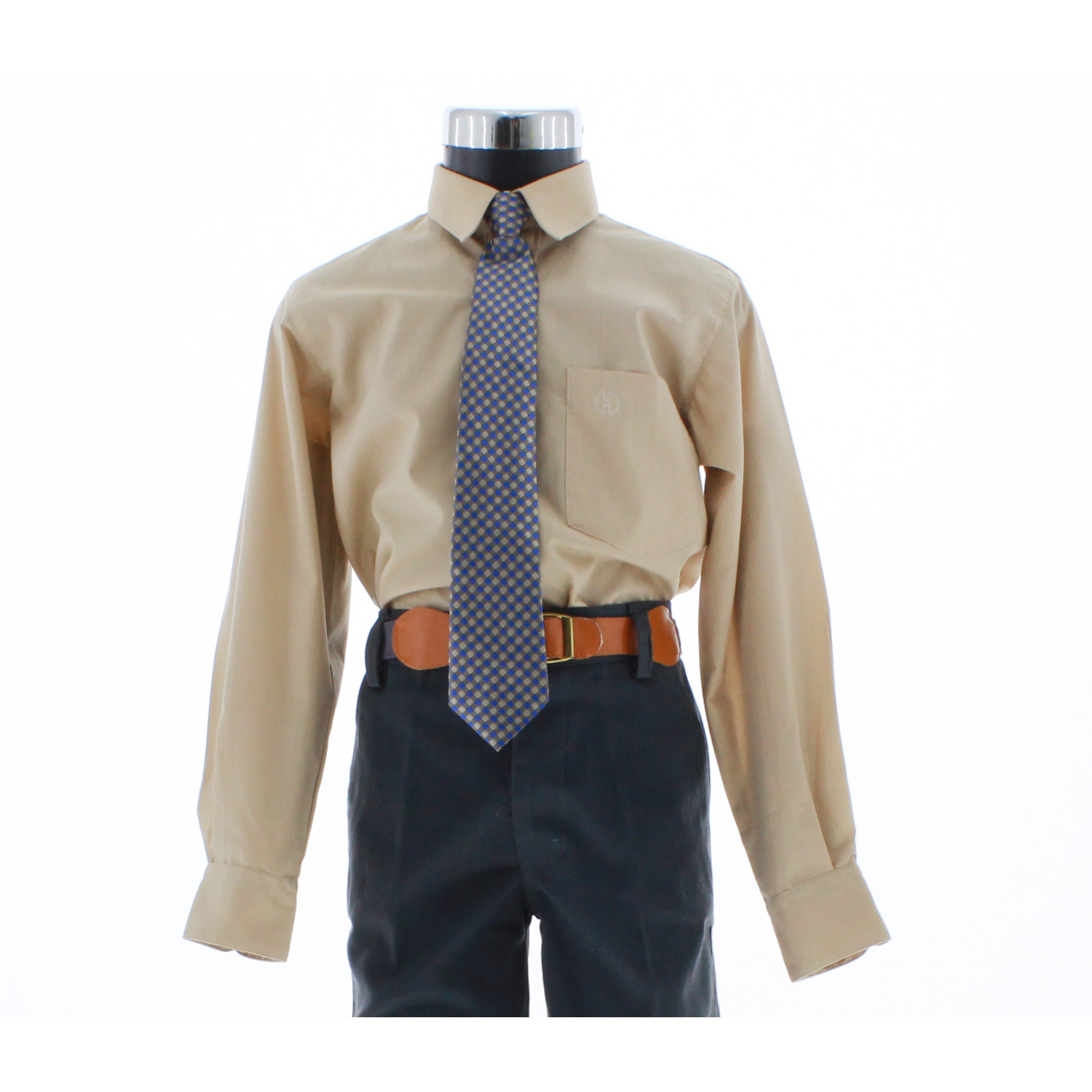 Camisa De Vestir Niño Color Cafe Caramelo Manga Larga 3563 2 A 18 Años.