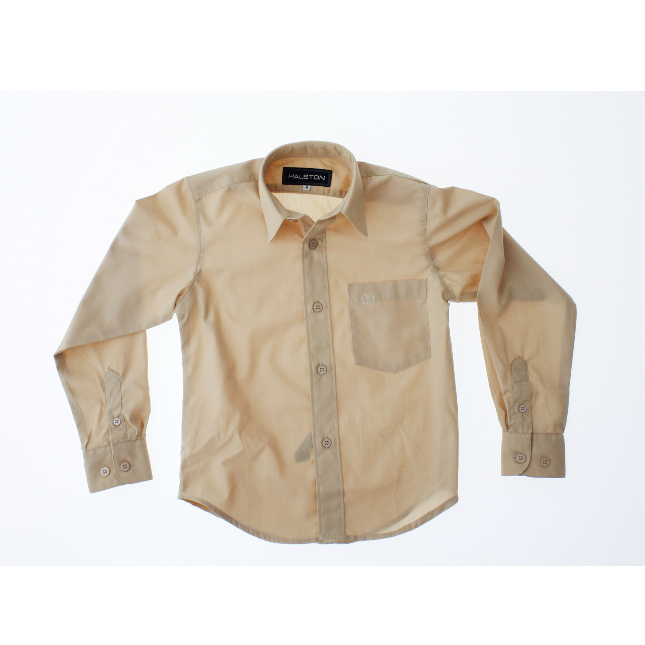 Camisa De Vestir Niño Color Cafe Caramelo Manga Larga 3563 2 A 18 Años.