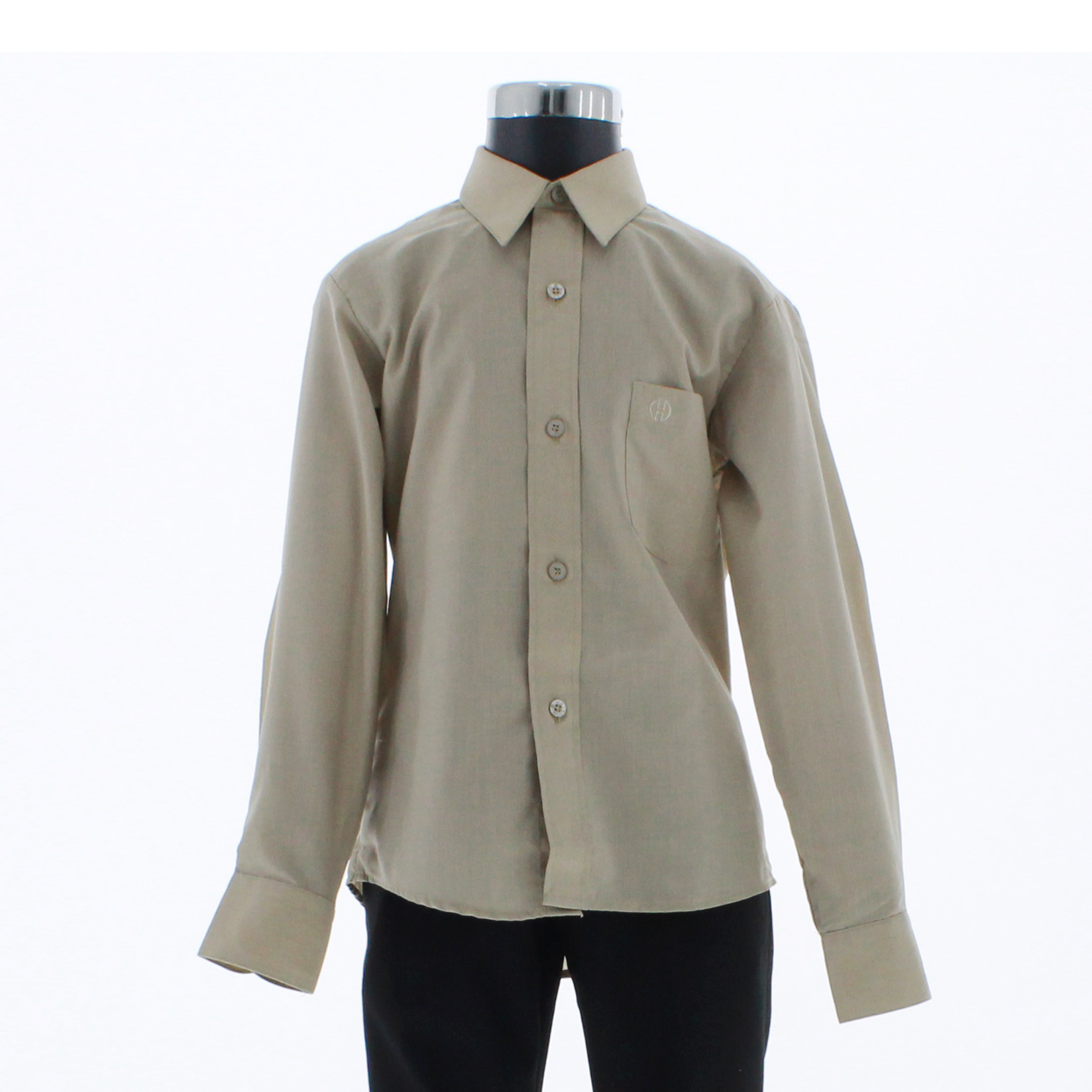 Camisa De Vestir Niño Color Beige Oscuro Manga Larga 3565 2 A 18 Años.