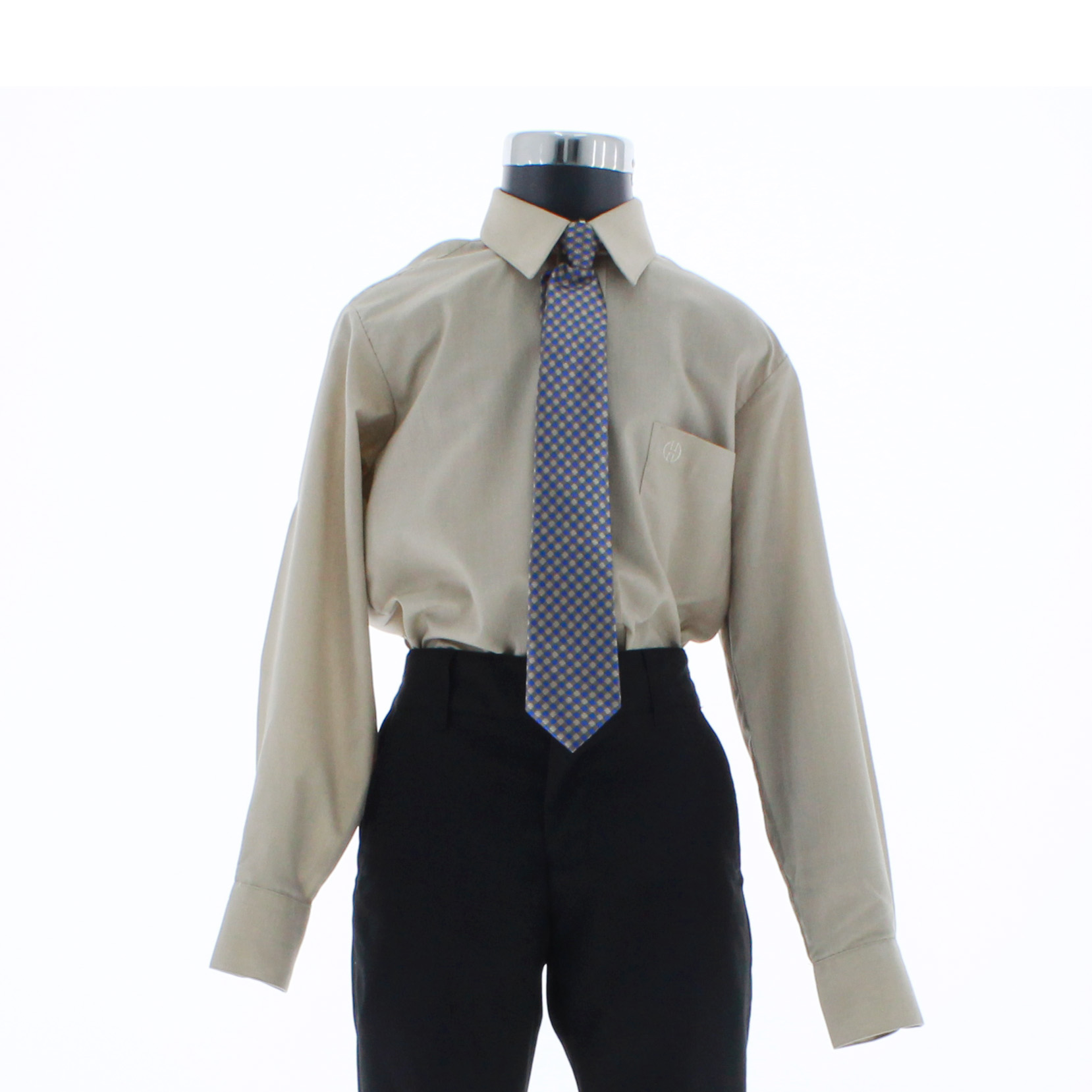 Camisa De Vestir Niño Color Beige Oscuro Manga Larga 3565 2 A 18 Años.