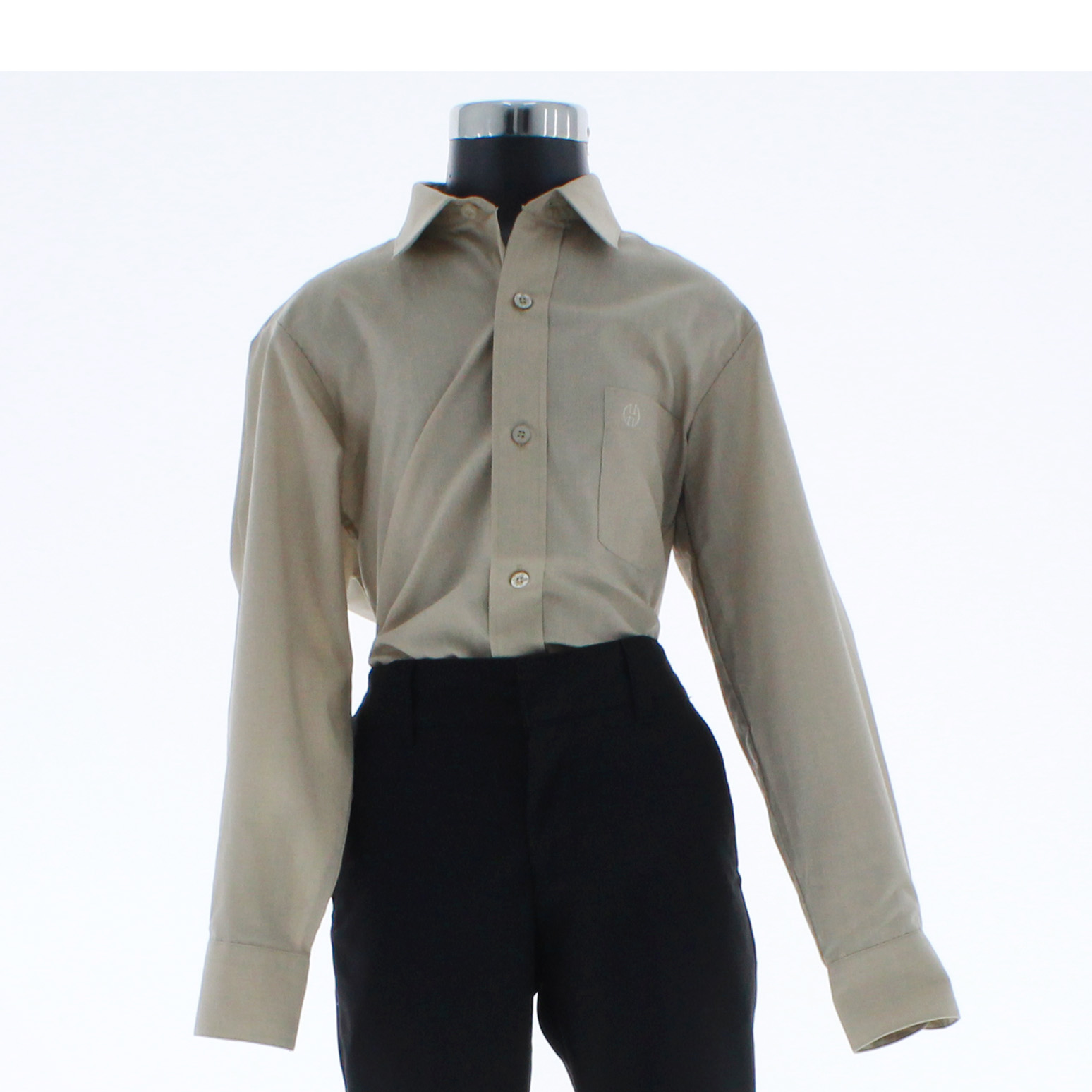 Camisa De Vestir Niño Color Beige Oscuro Manga Larga 3565 2 A 18 Años.