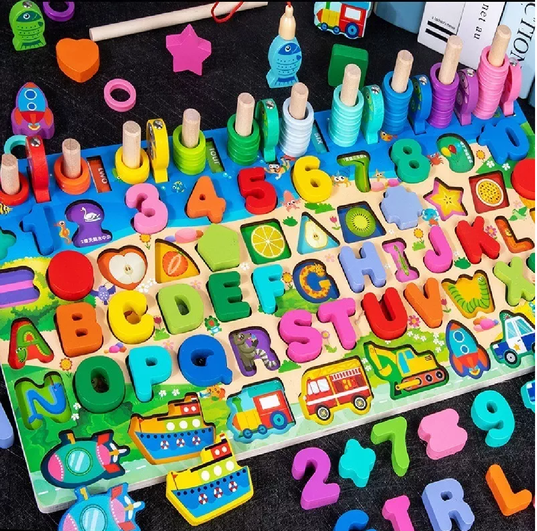 Tablero Juego Educativo Pesca Letra, Número y Peces 