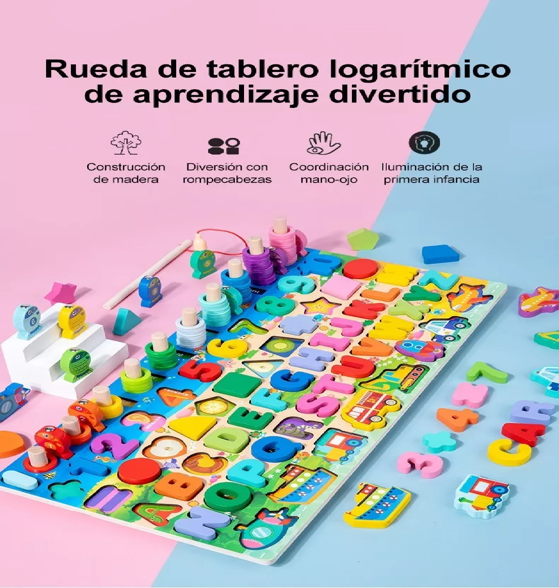 Tablero Juego Educativo Pesca Letra, Número y Peces 