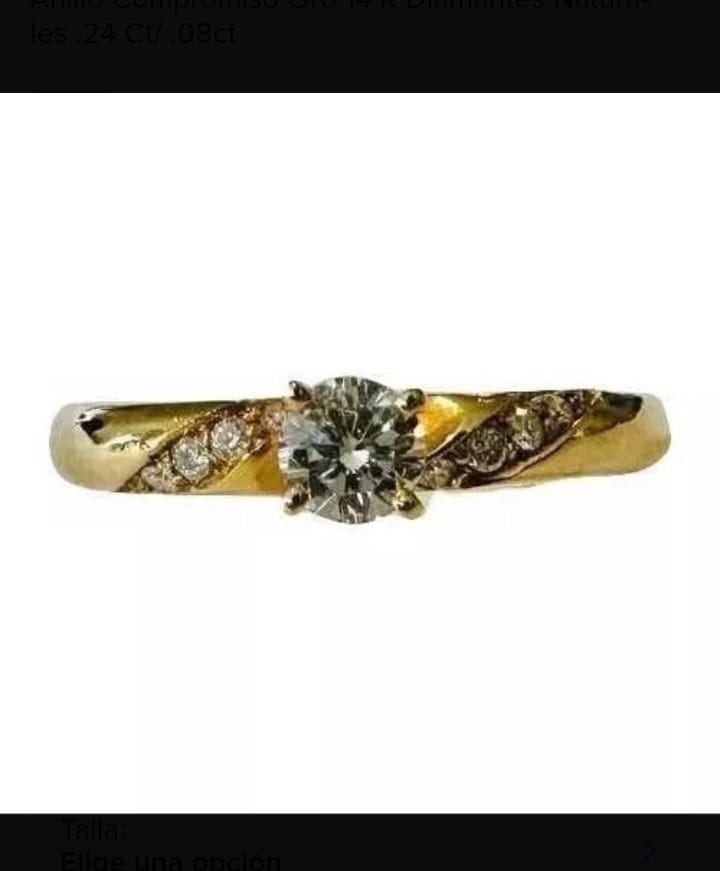 Anillo Compromiso Oro 14 Kilates Diamantes Naturales 