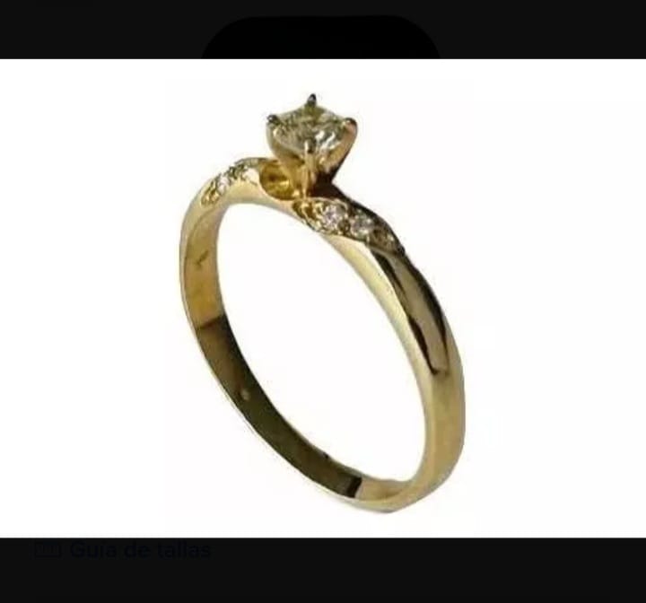 Anillo Compromiso Oro 14 Kilates Diamantes Naturales 