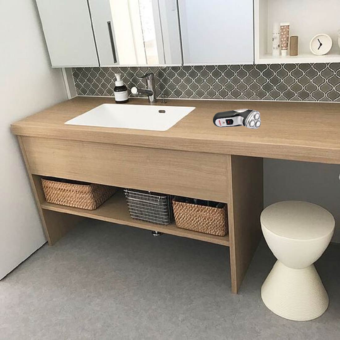 RASURADORA BARBA Y BIGOTE 3 CABEZAS ELECTRICA RECARGABLE GRIS/NEGRO TIMCO