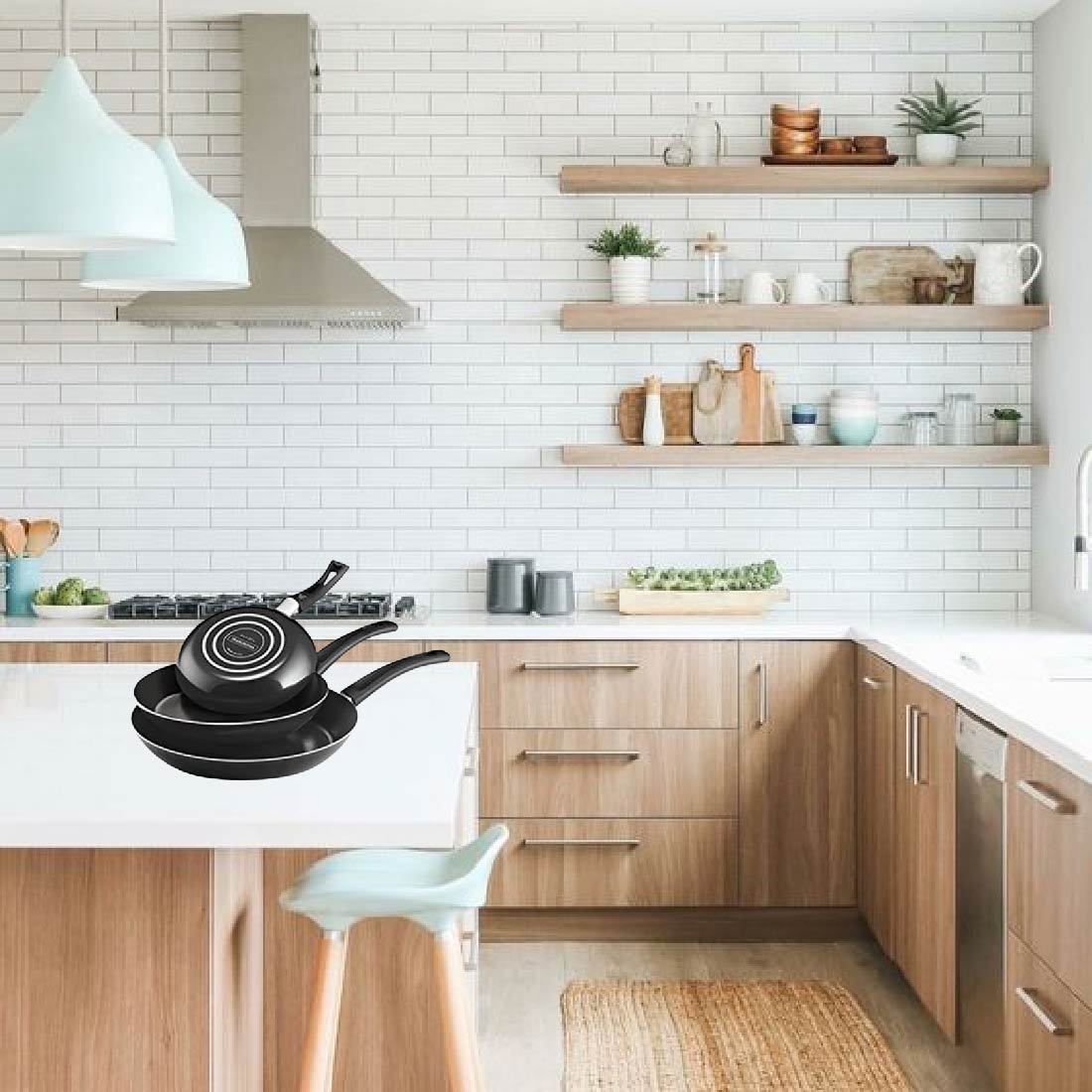 Set De 3 Sartenes T-Fal 125300 20,24,30 Cm Negro