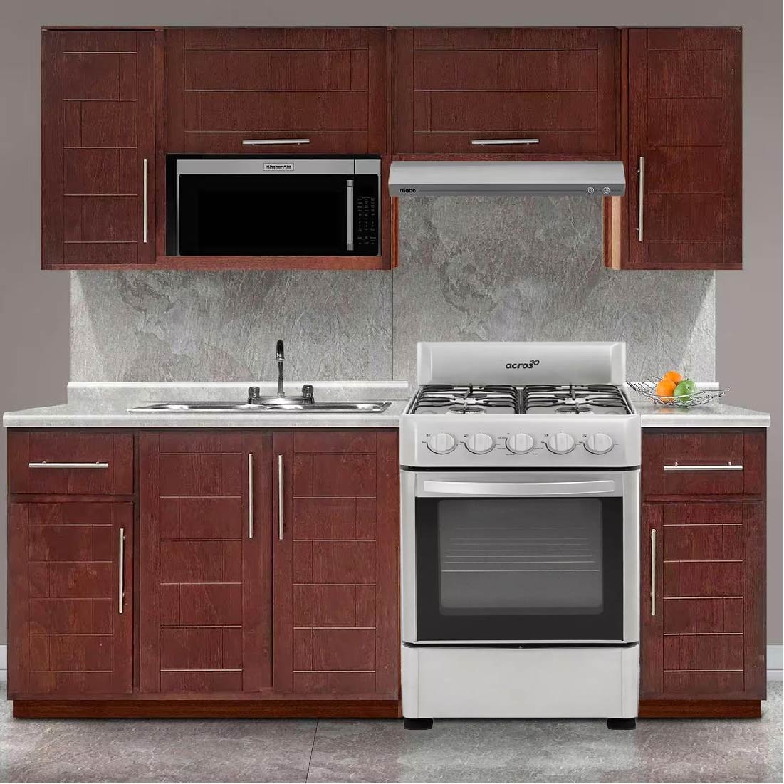 ESTUFA 20P DE PISO ENC MANUAL 4 QUEMADORES PLATA ACROS