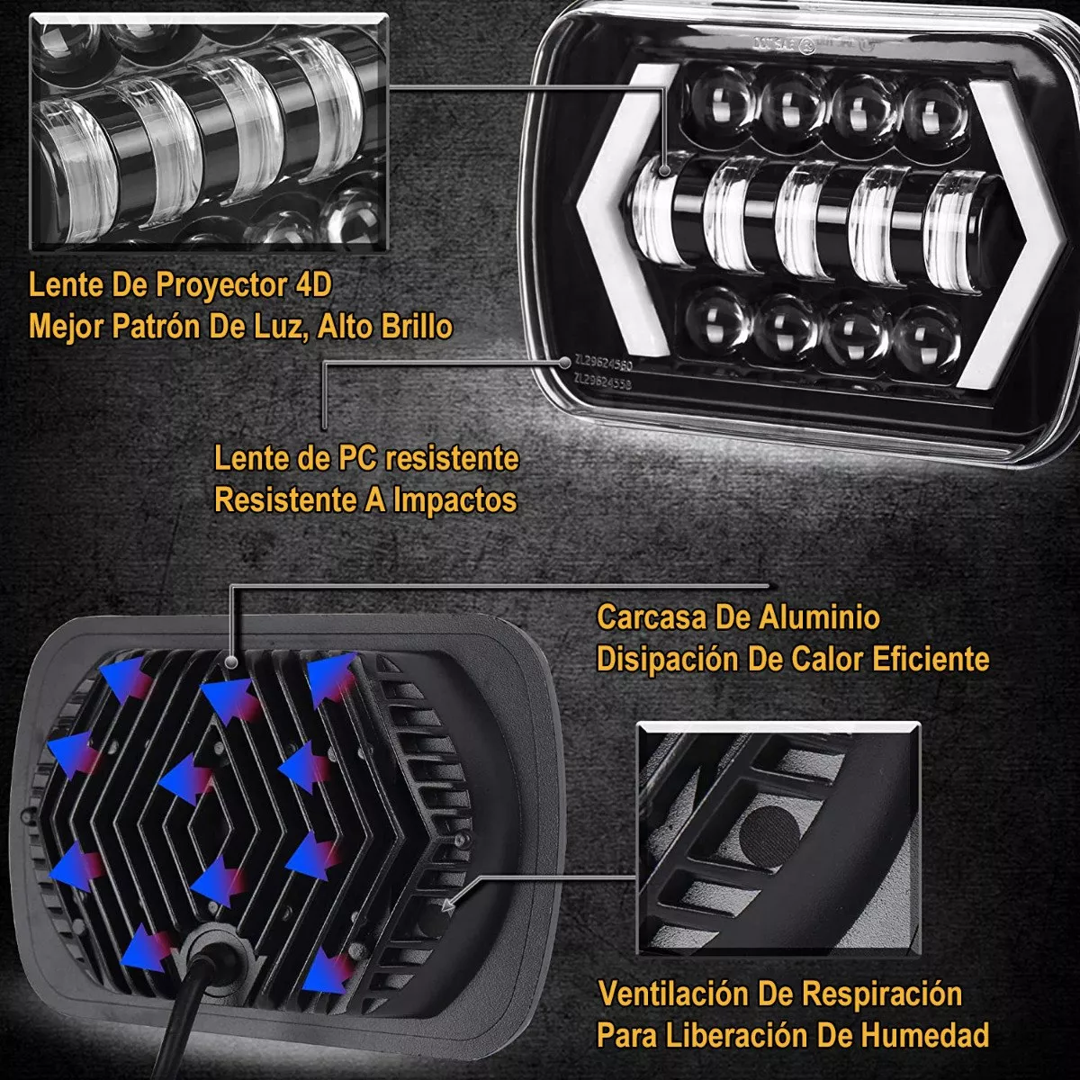 Faros LED TRUE MODS 7x6 5x7 H6054 Negros Para Jeep Wrangler | Bodega