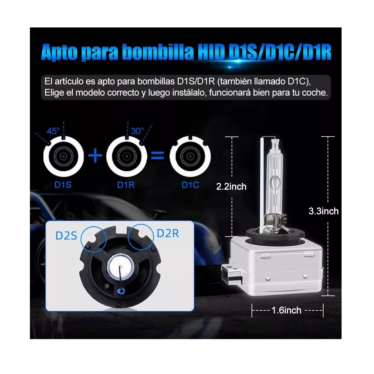 Focos De Coche D1s D1c D1r Hid Xenon Faros Kits 6000k Blanco