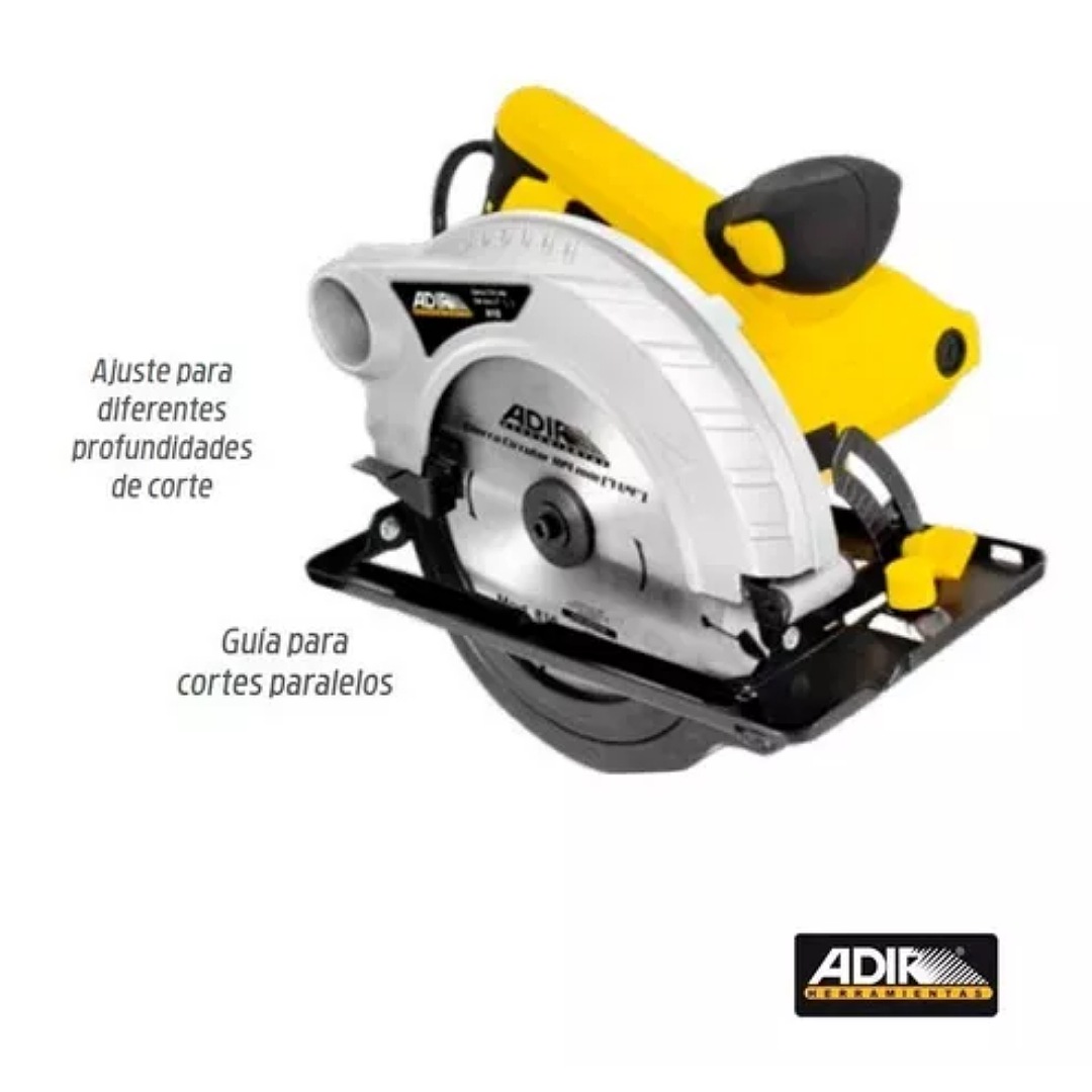 Sierra circular eléctrica Adir AD-810 190mm 1200W amarilla 60Hz 127V