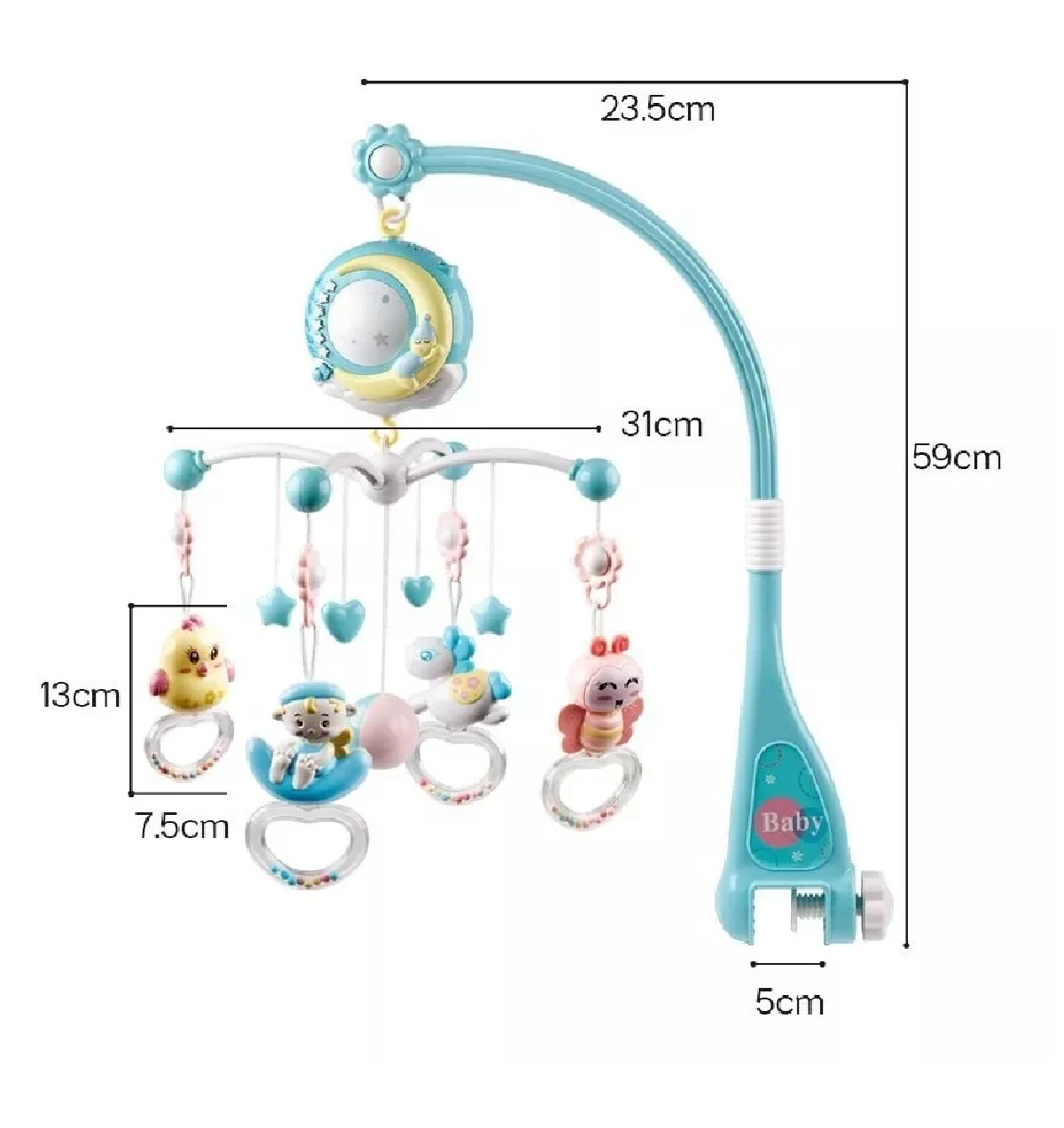 Móvil para cuna de bebé con control remoto, función de temporizador de  proyector de estrellas, móvil musical para cama con luz y melodías,  juguetes