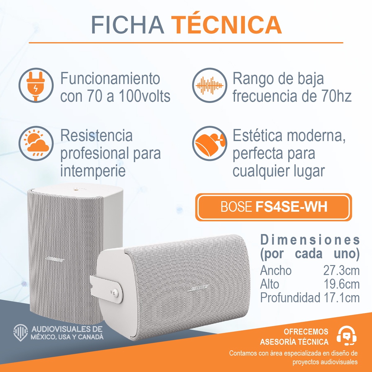 Par Altavoces Para Interior Exterior Negro Bose Fs4se