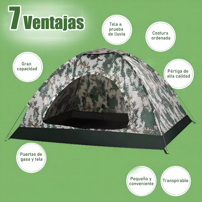 Tienda Casa Campaña Grande Camping 3 Personas Fácil Instalar