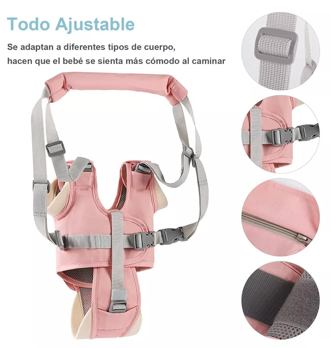 Arnés De Seguridad Para Caminar Respirable Bebes 6-36 Meses Rosa