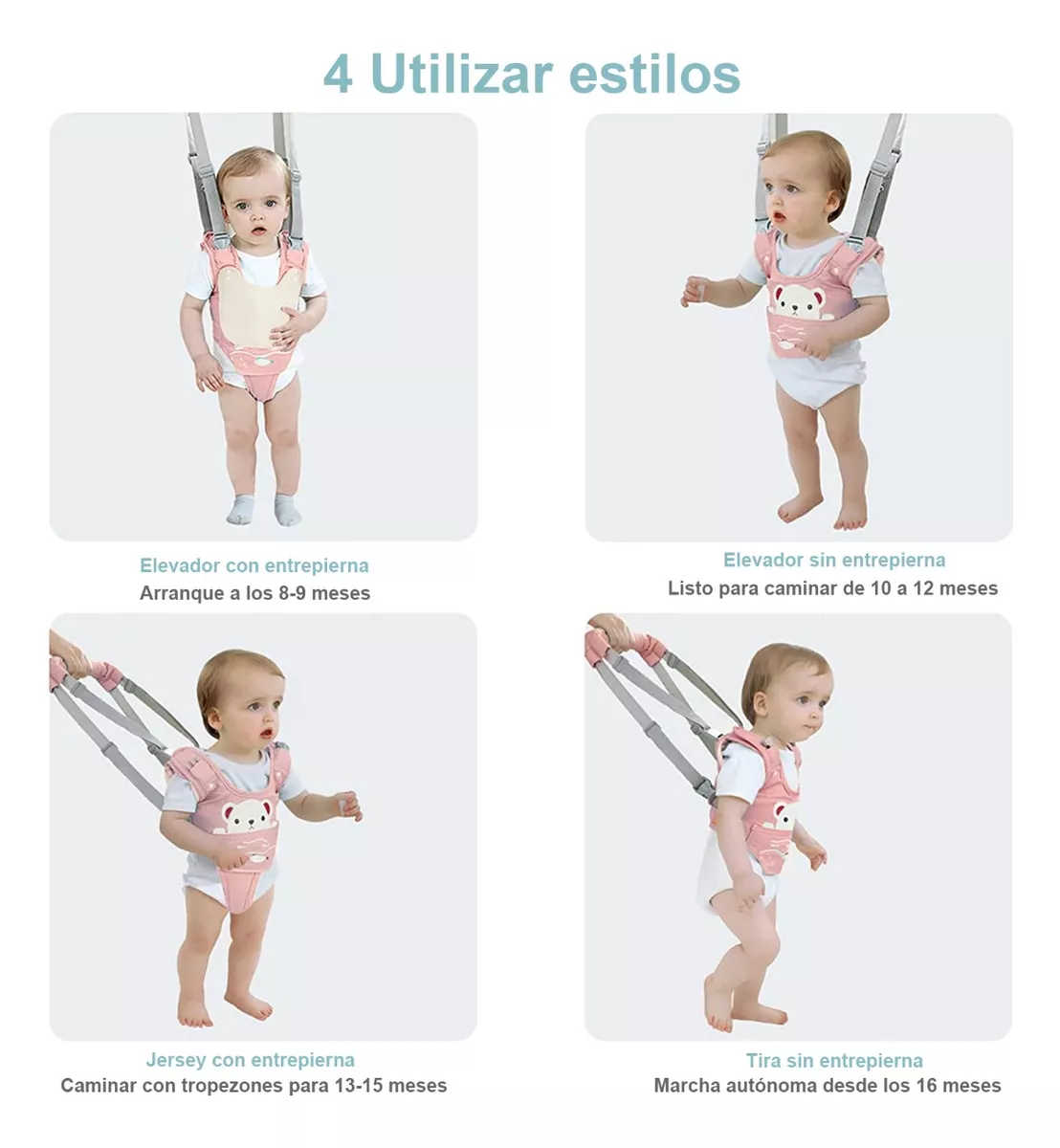 Arnés De Seguridad Para Caminar Respirable Bebes 6-36 Meses Rosa