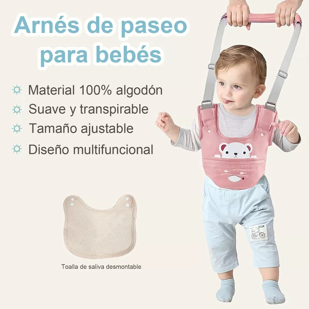 Arnés De Seguridad Para Caminar Respirable Bebes 6-36 Meses Rosa