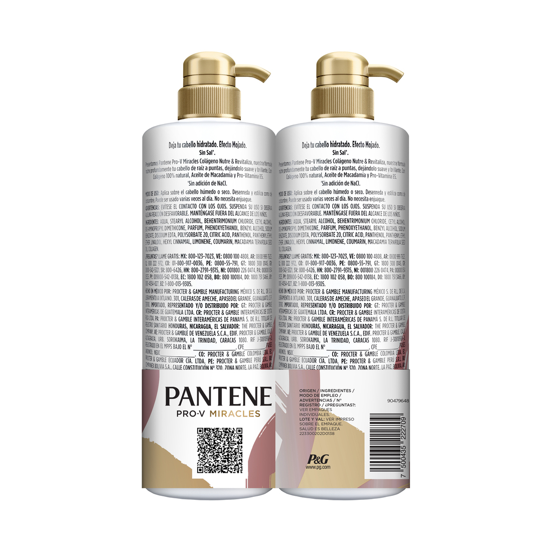 Pack Pantene Pro-V Miracles Colágeno Nutre & Revitaliza Crema para Peinar 510 ml, 2 Unidades