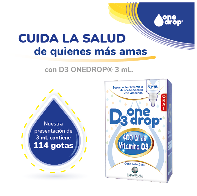 Vitamina D3 ONEDROP frasco con 3 mL, 400UI
