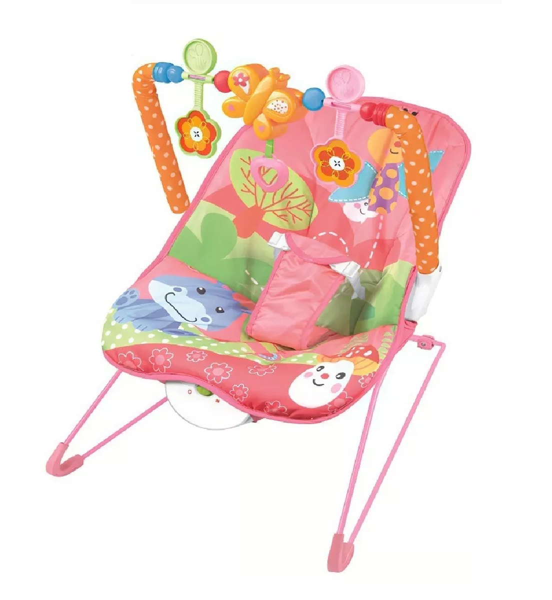 Silla Mecedora Ergonómica Para Bebé + Estante Para Juguetes Rosa