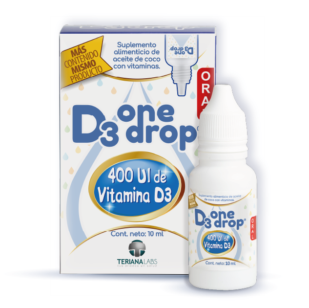 Vitamina D3 ONEDROP frasco con 10mL, 400UI