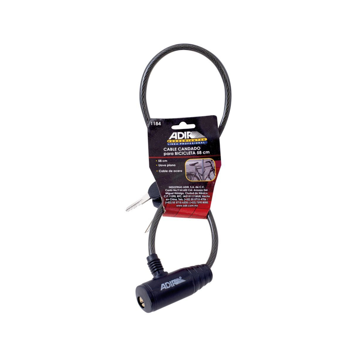 ADIR 1184 Candado para Bicicleta, color negro