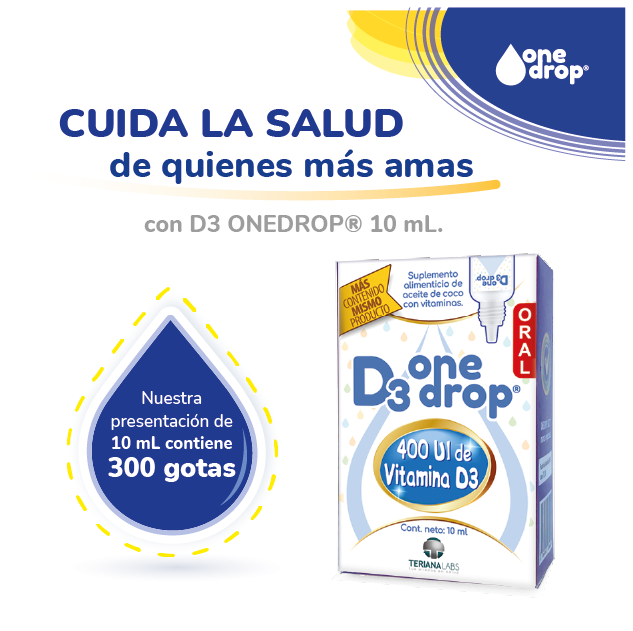 Vitamina D3 ONEDROP frasco con 10mL, 400UI