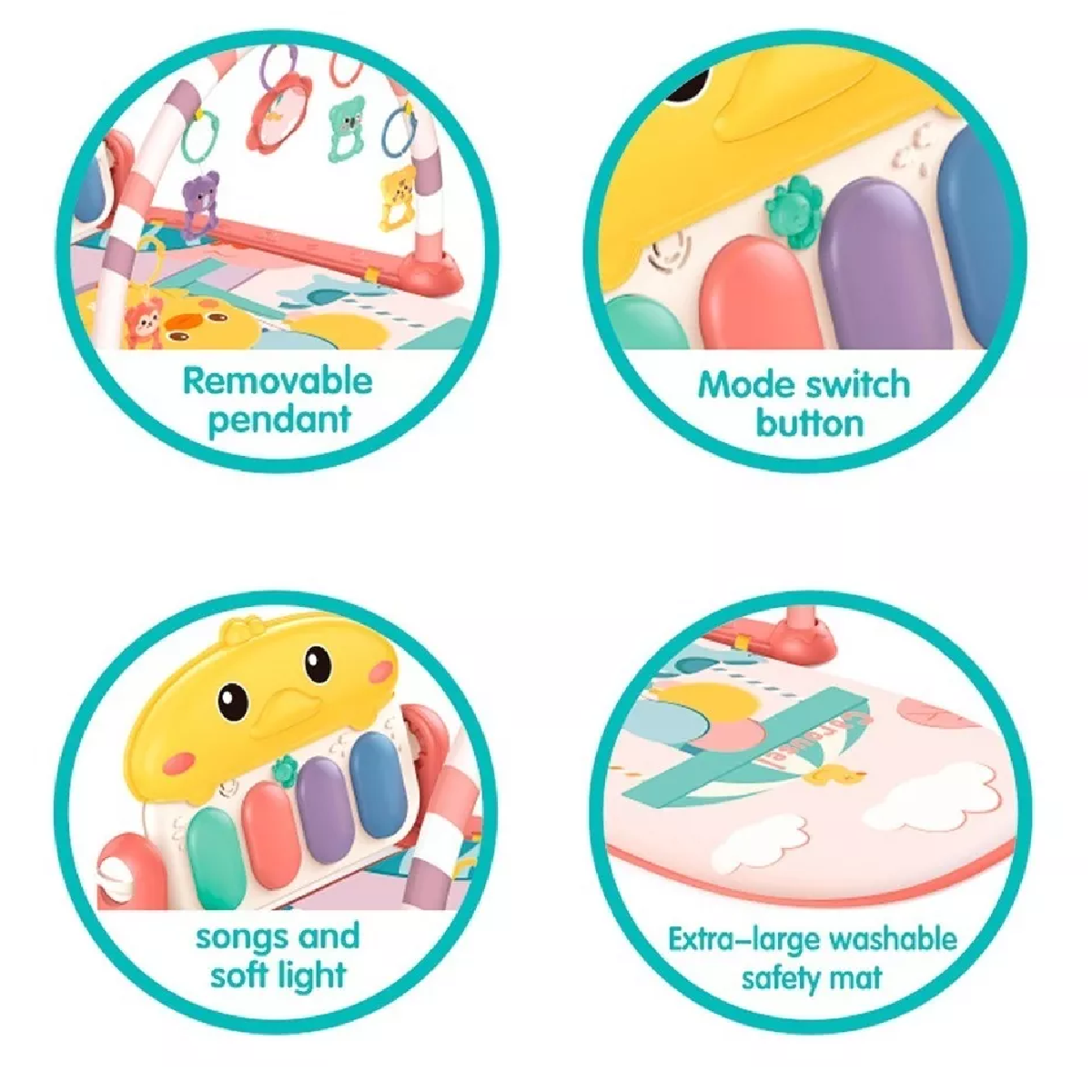 Gimnasio Piano Musical Tapete De Juegos Para Bebés Rosa