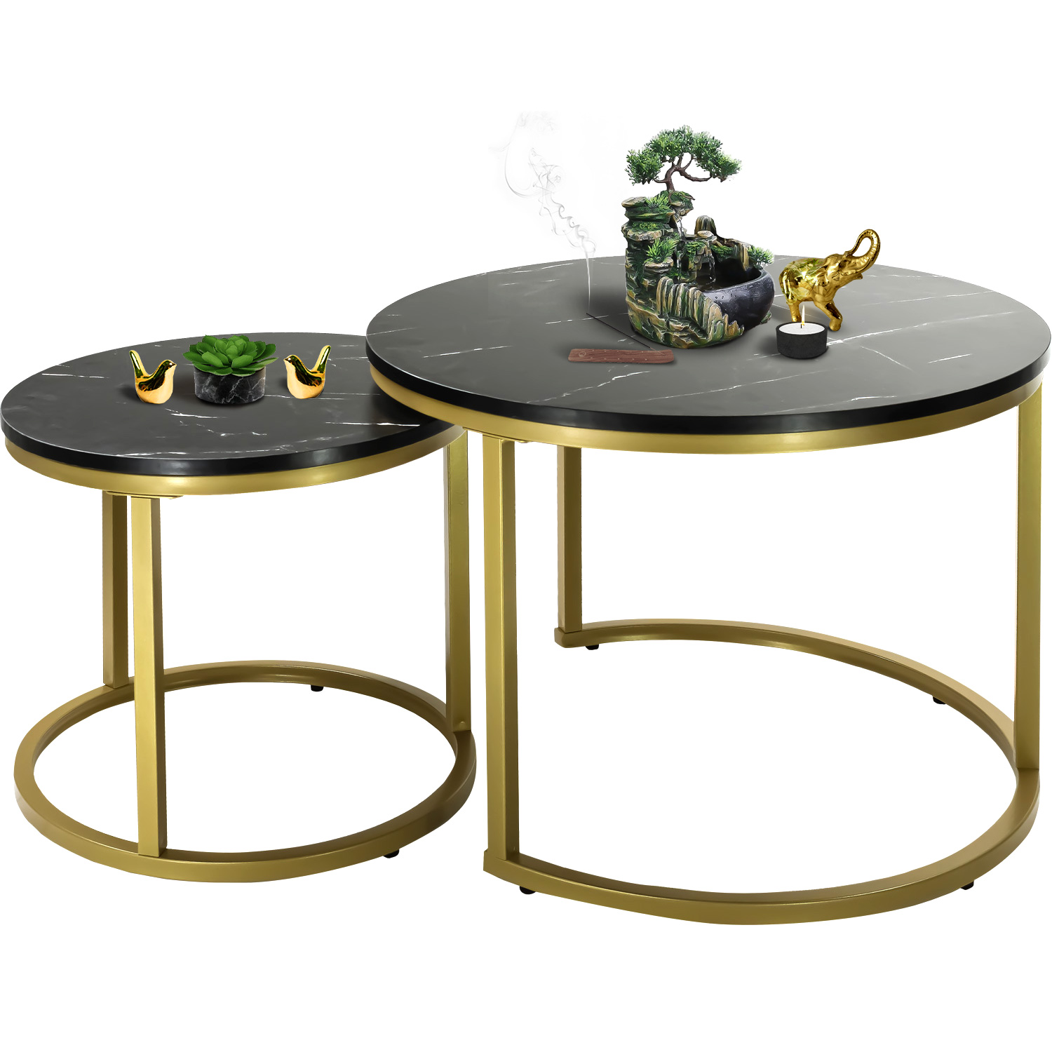 Mesa Centro Redonda Mármol Negro