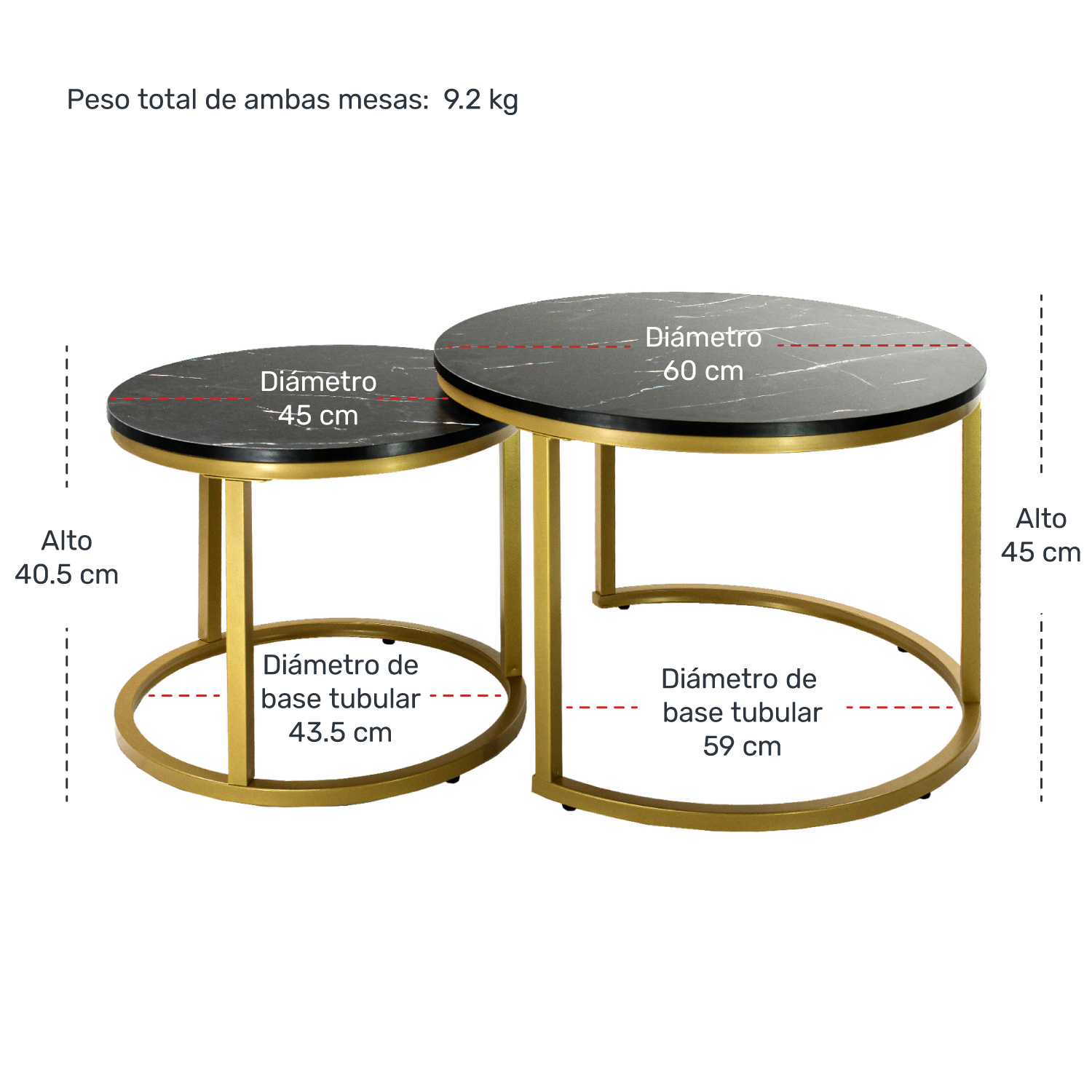 Mesa Centro Redonda Mármol Negro