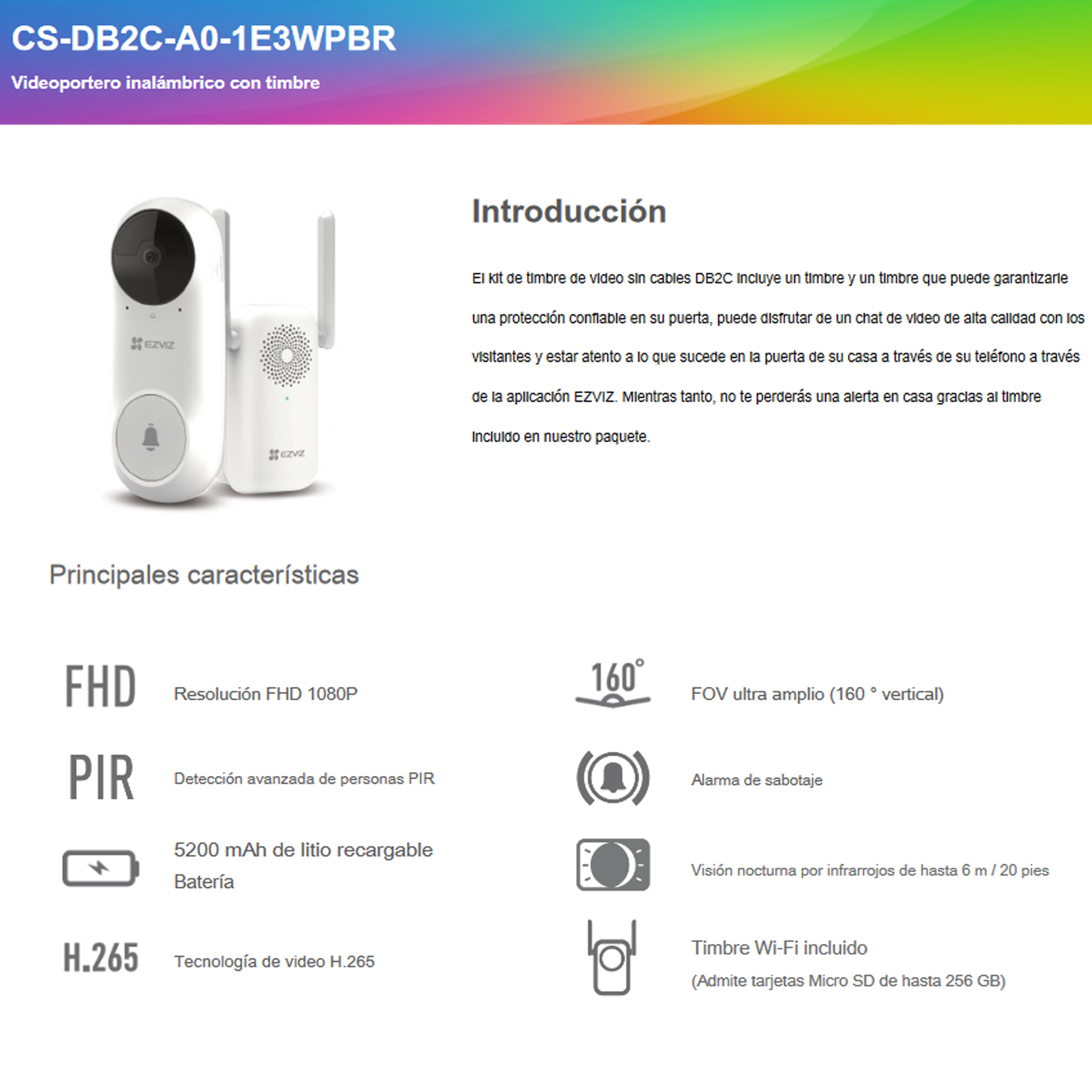 Timbre inteligente con cámara incluye sirena Nexxt Solutions