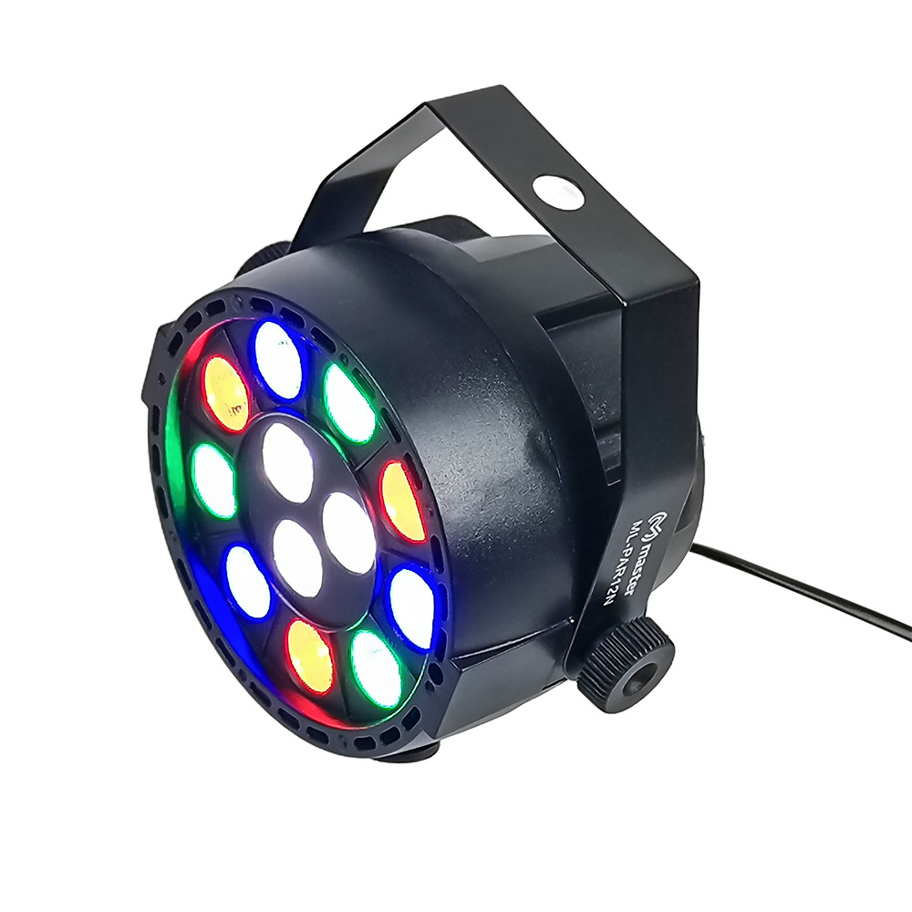 Master Cañon de Luz Led Reflector Audioritmico con 12 Leds Super Brillantes de Alta Potencia en tonos Rojo Verde y Azul Portatil y Resistente ML-PAR12N