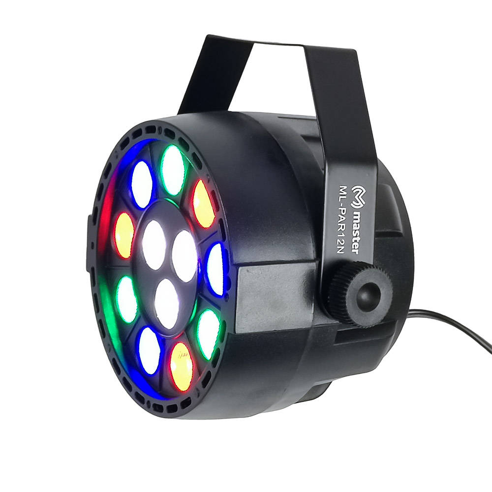 Master Cañon de Luz Led Reflector Audioritmico con 12 Leds Super Brillantes de Alta Potencia en tonos Rojo Verde y Azul Portatil y Resistente ML-PAR12N
