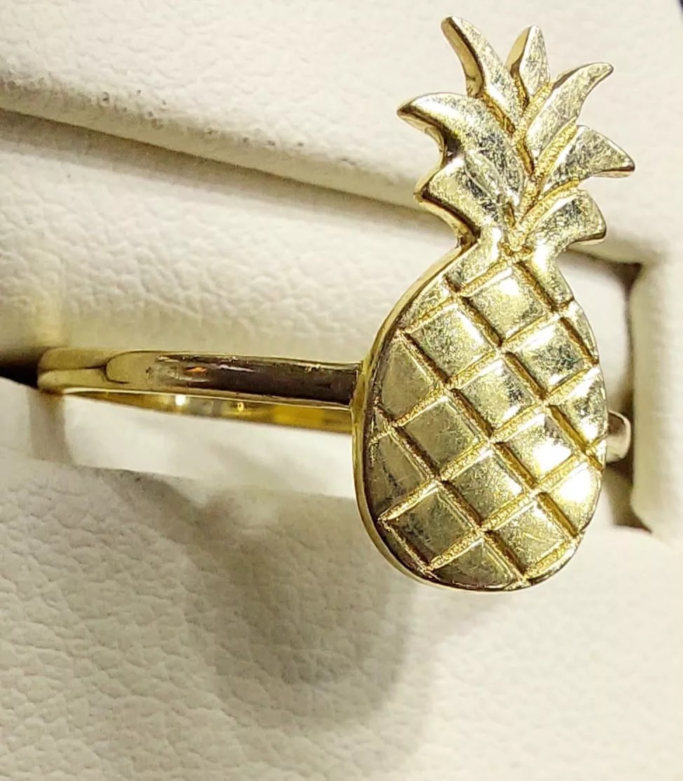 Anillo Piña Oro 14K. + Obsequio