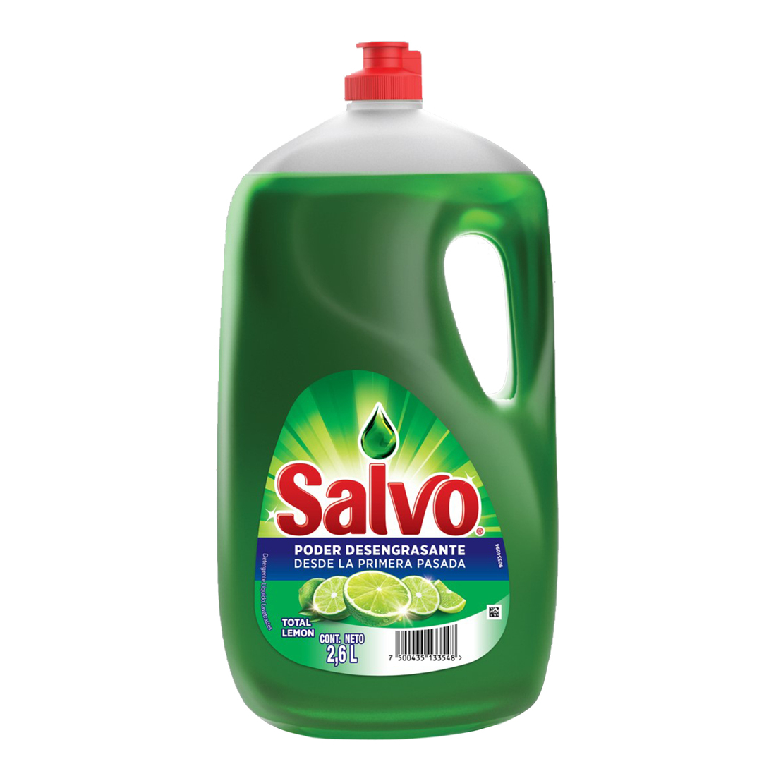 Pack de 6 pzs de Salvo Total Limón Detergente Líquido Lavatrastes 2,6L