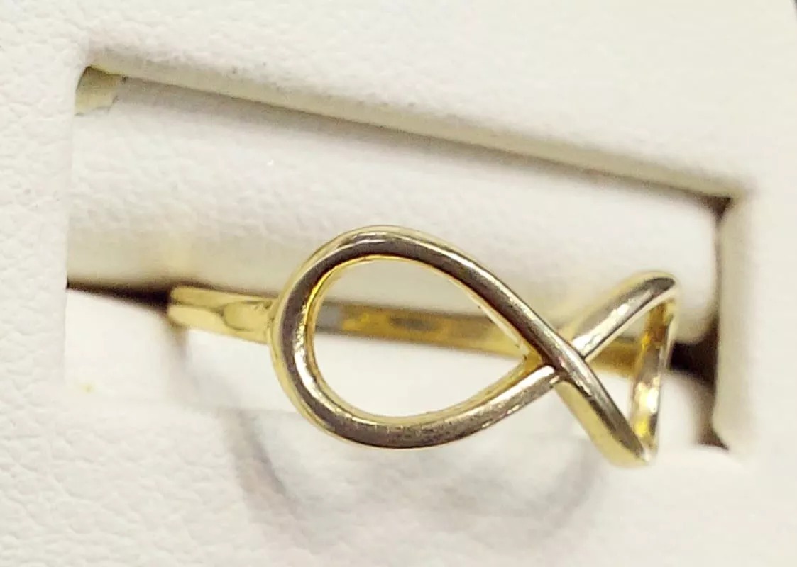 Anillo Infinito Liso Oro 14K. + Obsequio