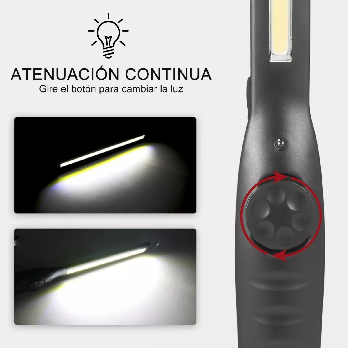 Lámpara Recargable Luz Mecánica Led Luz Recargable De Mano Negro